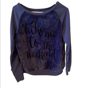 Take me to the weekend girls’ blue sweater.